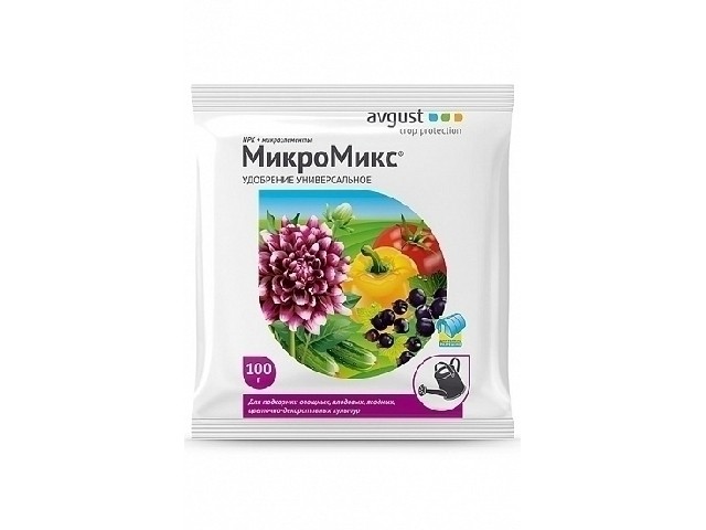 Комплексное без хлорное удобрение с микроэлементами. ( пакет 100 гр. ) Август